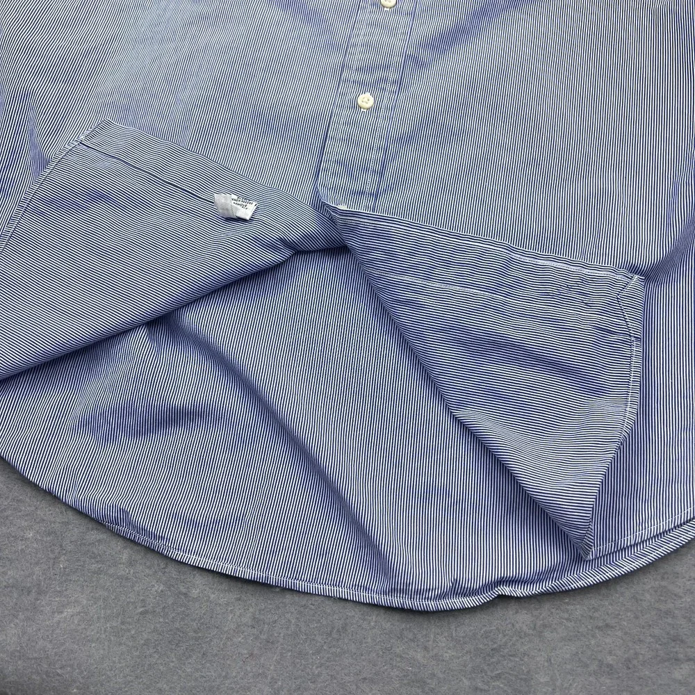 Ralph Lauren Dress Shirt‎ Men's 17.5 Blue Stripe Long Sleeve Pony Logo Button Up